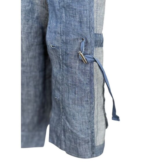 J. McLaughlin Linen Blazer Jacket Blue Denim Cinch Waist Long Sleeve Soft Size S - Picture 4 of 11